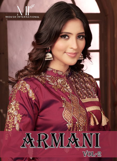 Armani Vol 2 By Moksh Triva Silk Embroidery Kurtis Wholesale Online Catalog